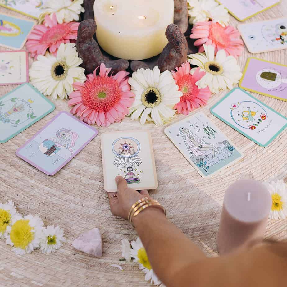 WW oracle cards and gerberas